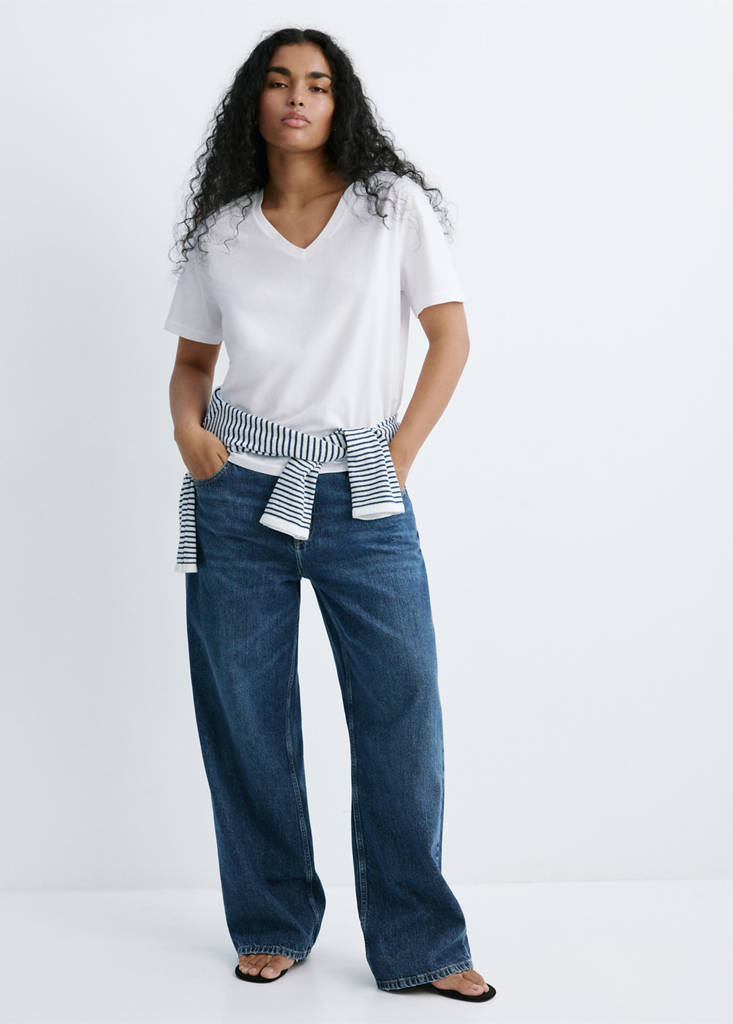 V-neck cotton T-shirt — White
