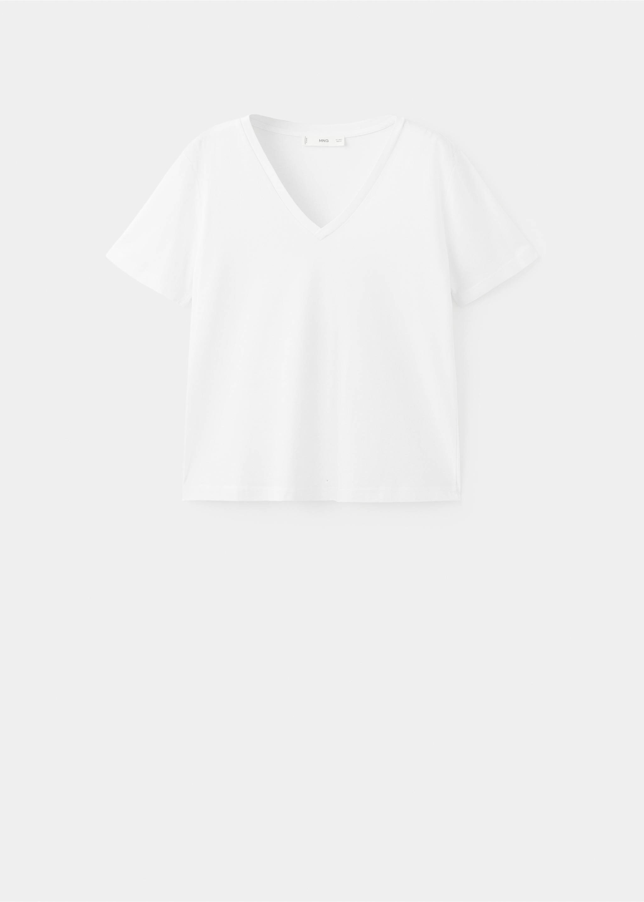V-neck cotton T-shirt - Article without model, White. Ref: 37061351-00.