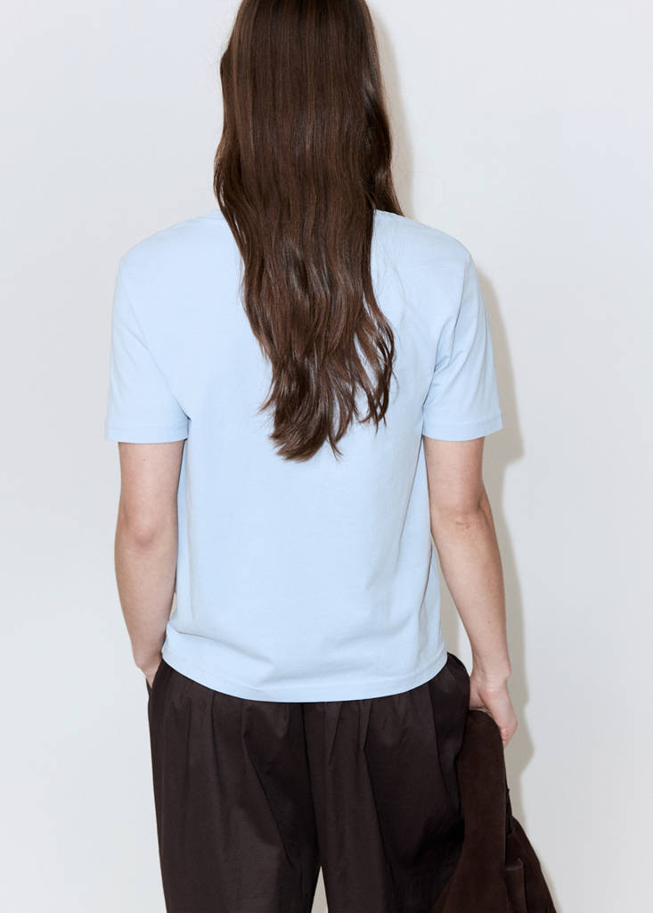 V-neck cotton T-shirt — Sky Blue
