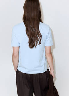 V-neck cotton T-shirt — Sky Blue 3