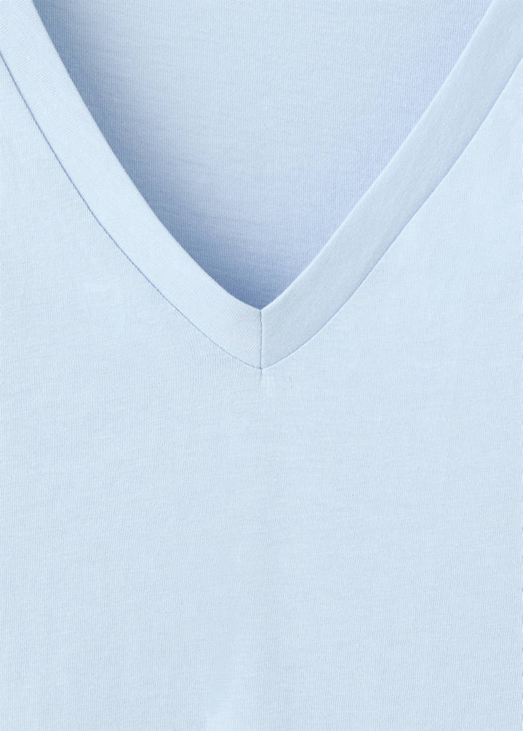 V-neck cotton T-shirt — Sky Blue