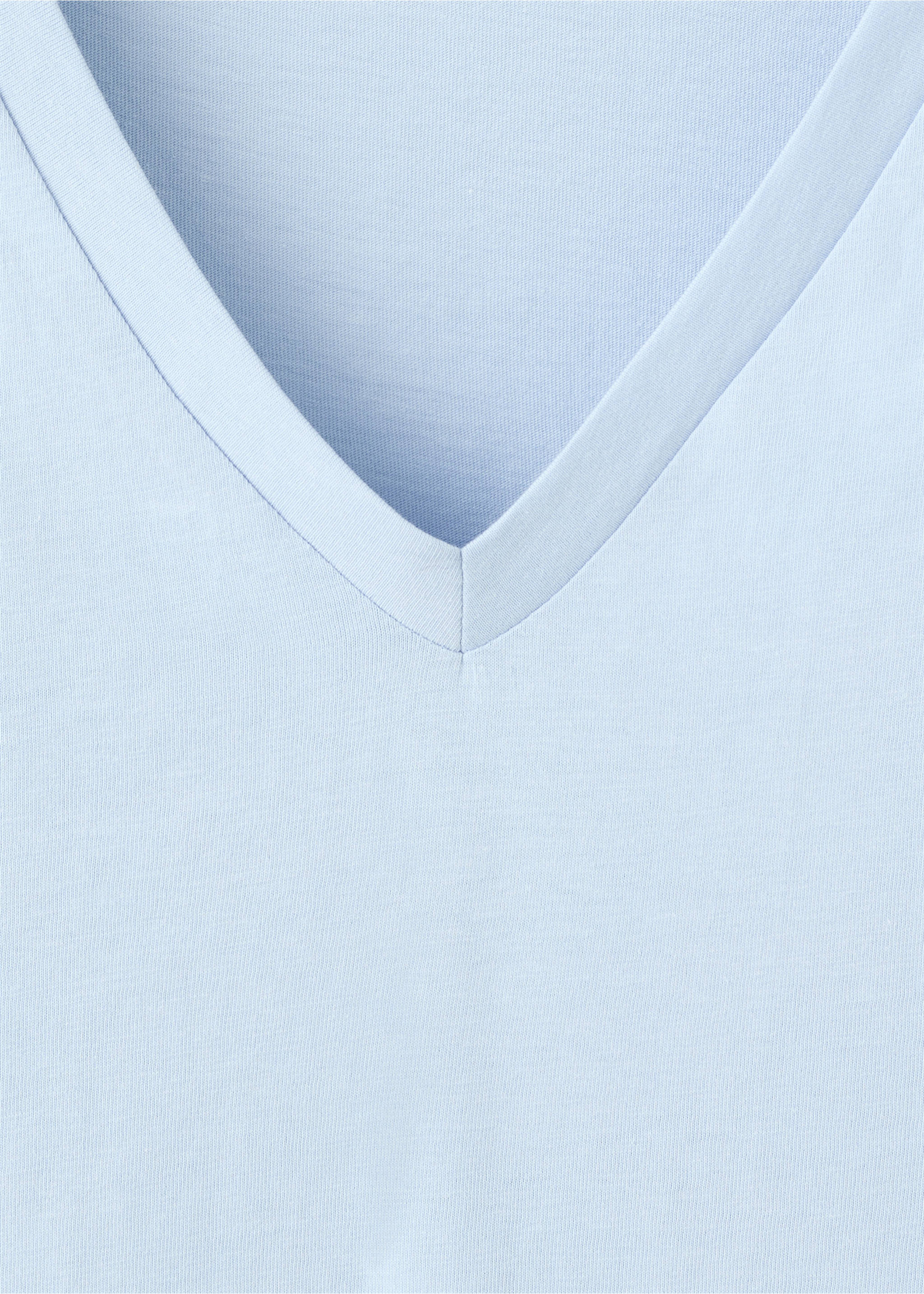 Camiseta algodón cuello pico - Detalle del artículo 8, Azul celeste. Ref: 37061351-00.
