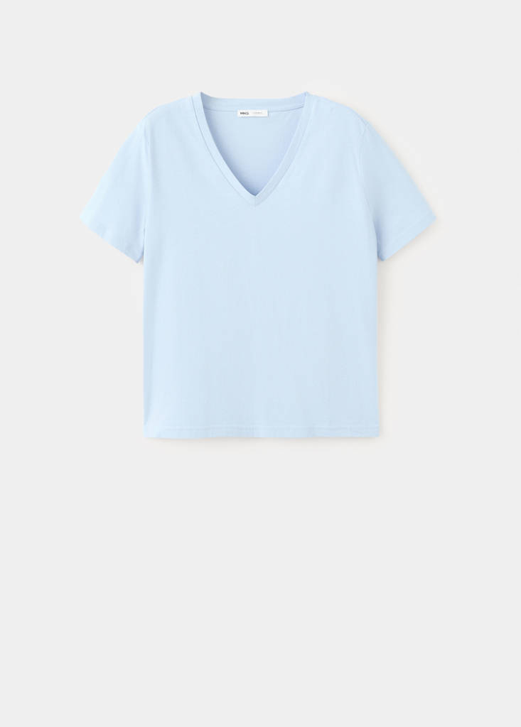 V-neck cotton T-shirt — Sky Blue