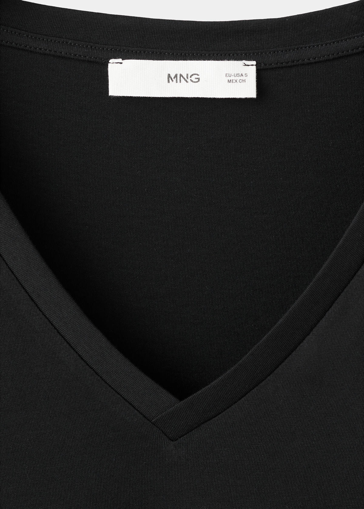 V-neck cotton T-shirt — Black