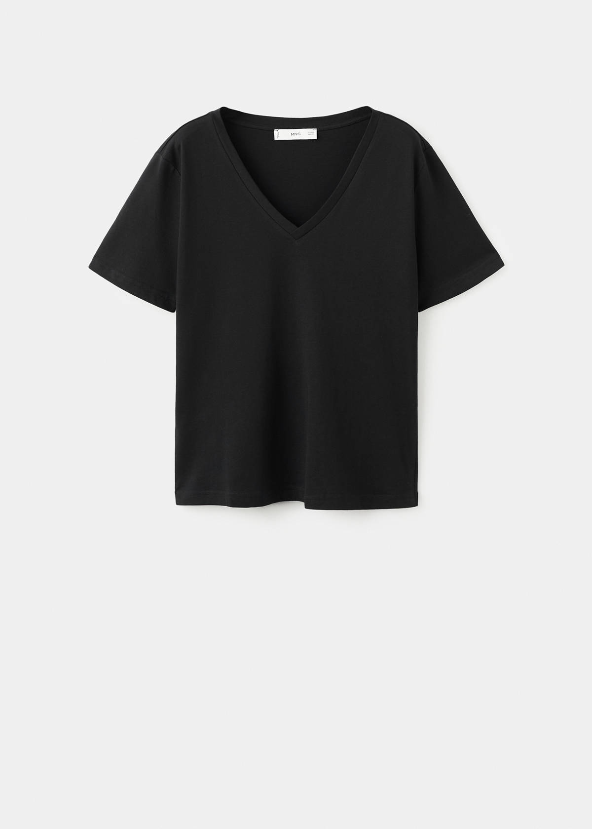 V-neck cotton T-shirt — Black