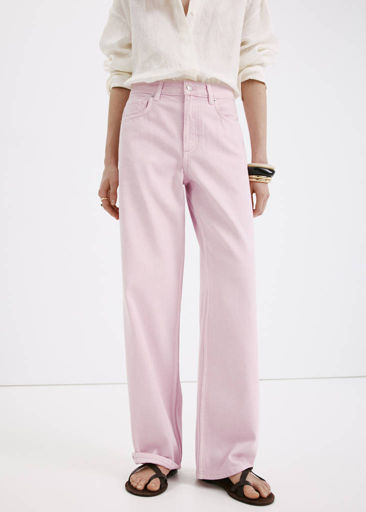 Straight low-waist jeans — Pink