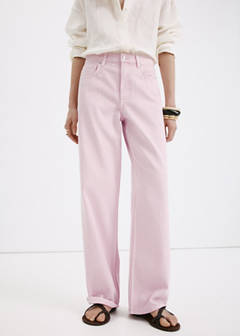 Straight low-waist jeans — Pink 1