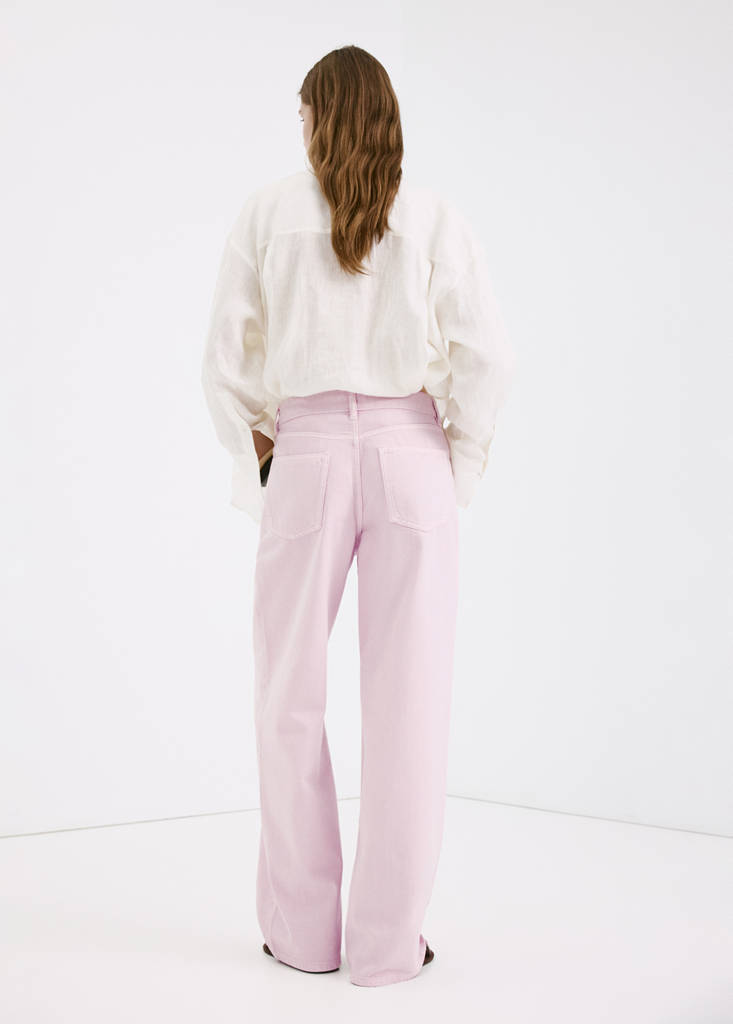 Straight low-waist jeans — Pink