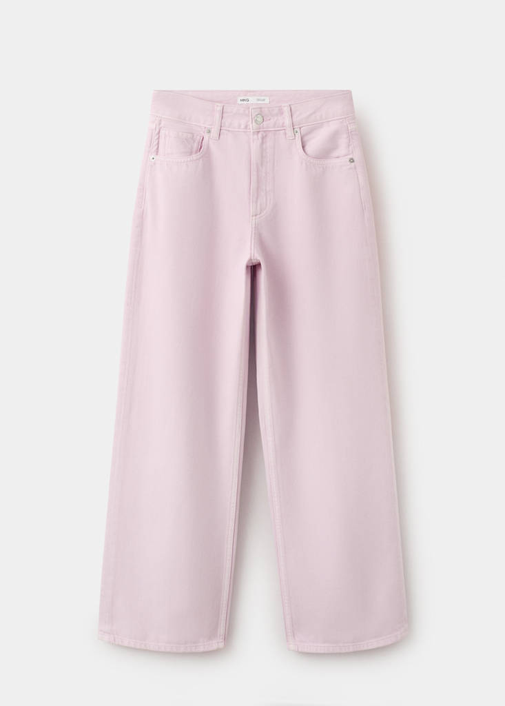 Straight low-waist jeans — Pink