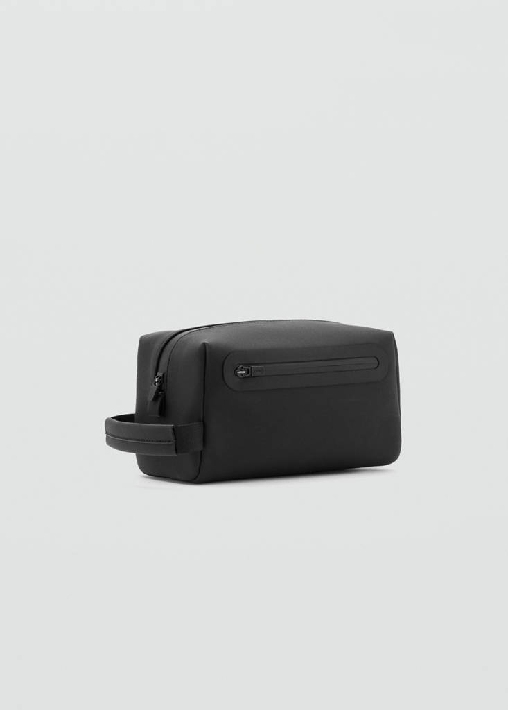 Toiletry bag with strap detail — Black