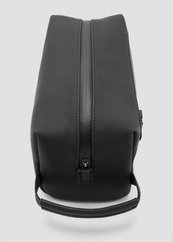 Toiletry bag with strap detail — Black