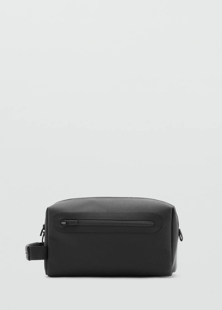 Toiletry bag with strap detail — Black