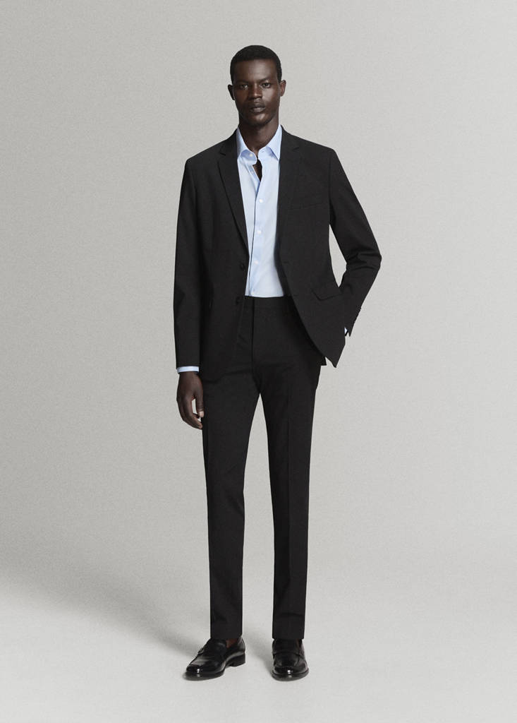Super slim fit cotton stretch suit shirt — Sky Blue