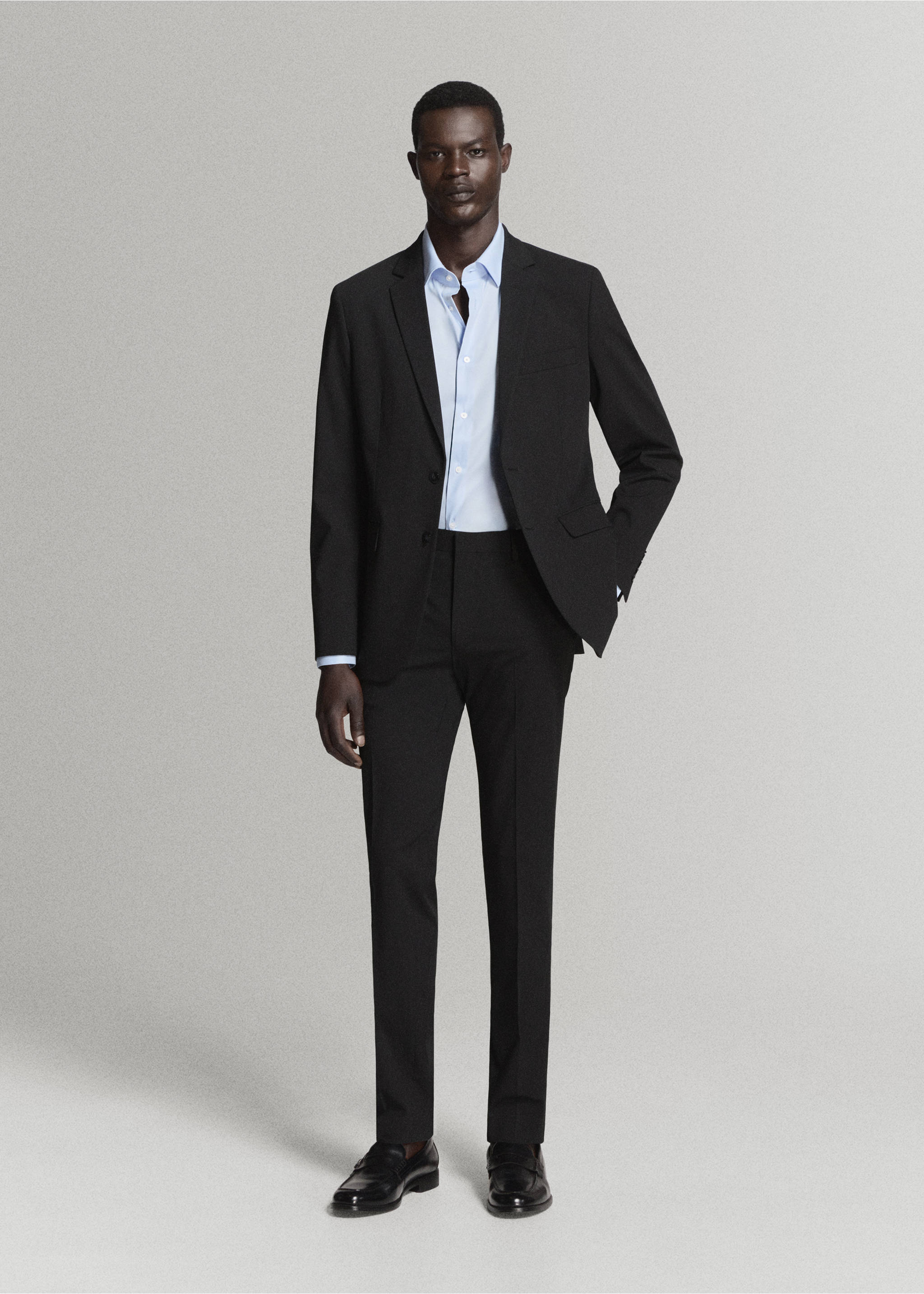 Super slim fit cotton stretch suit shirt - General plane, Sky Blue. Ref: 37061356-00.