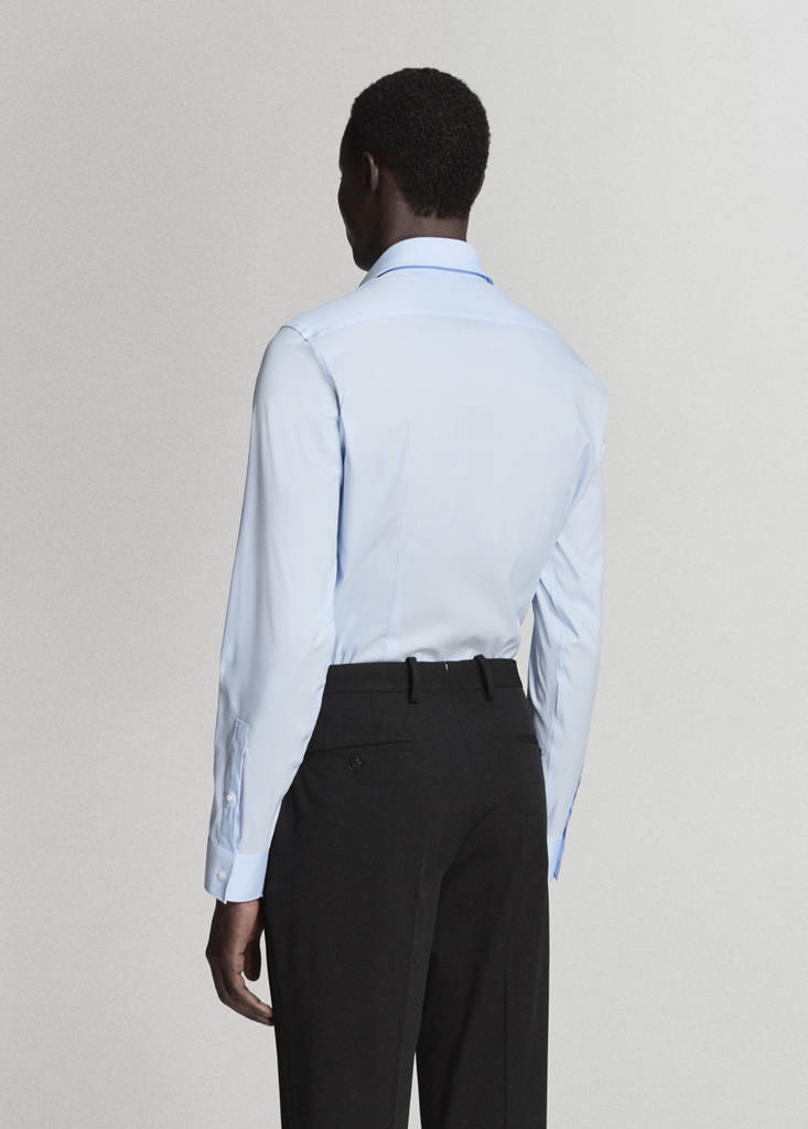 Super slim fit cotton stretch suit shirt — Sky Blue