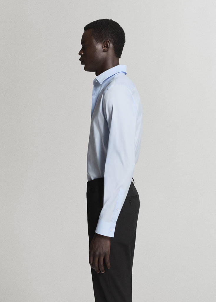 Super slim fit cotton stretch suit shirt — Sky Blue
