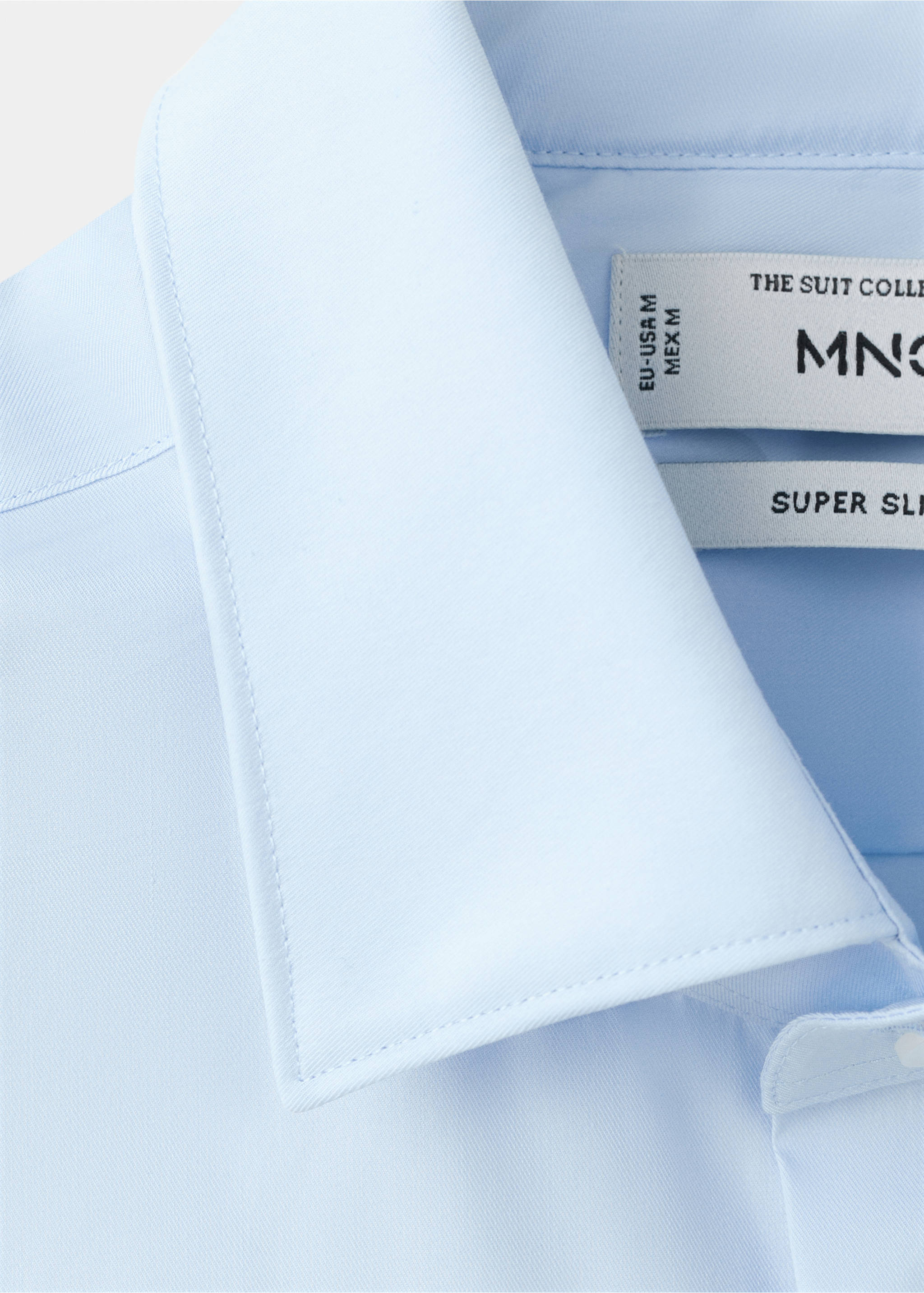 Super slim fit cotton stretch suit shirt - Details of the article 8, Sky Blue. Ref: 37061356-00.