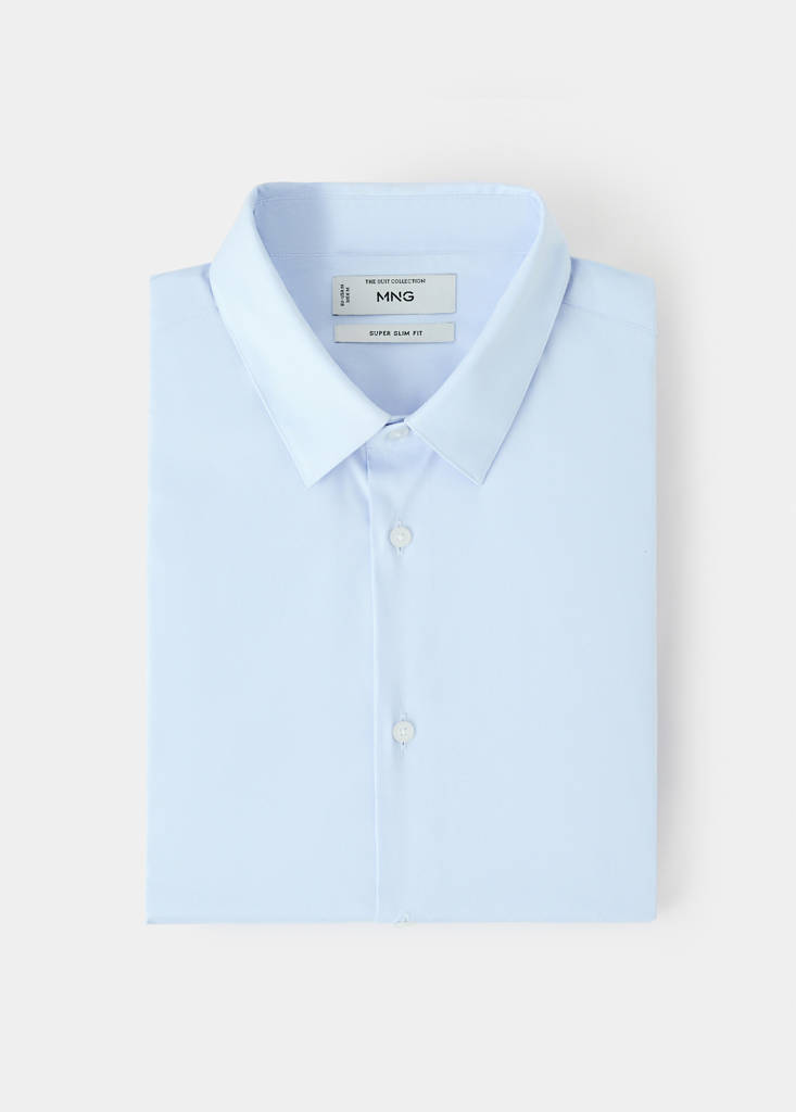 Super slim fit cotton stretch suit shirt — Sky Blue