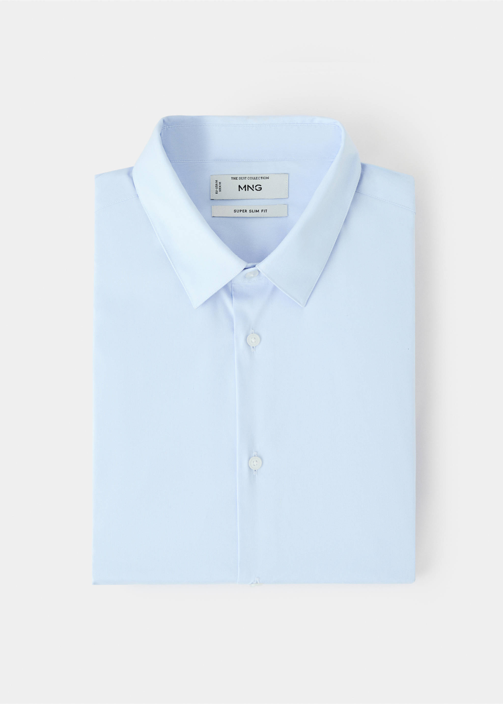 Super slim fit cotton stretch suit shirt - Details of the article 0, Sky Blue. Ref: 37061356-00.
