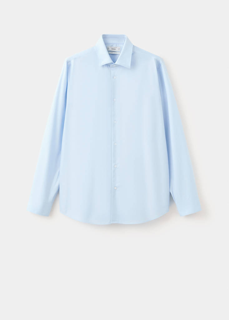 Super slim fit cotton stretch suit shirt — Sky Blue