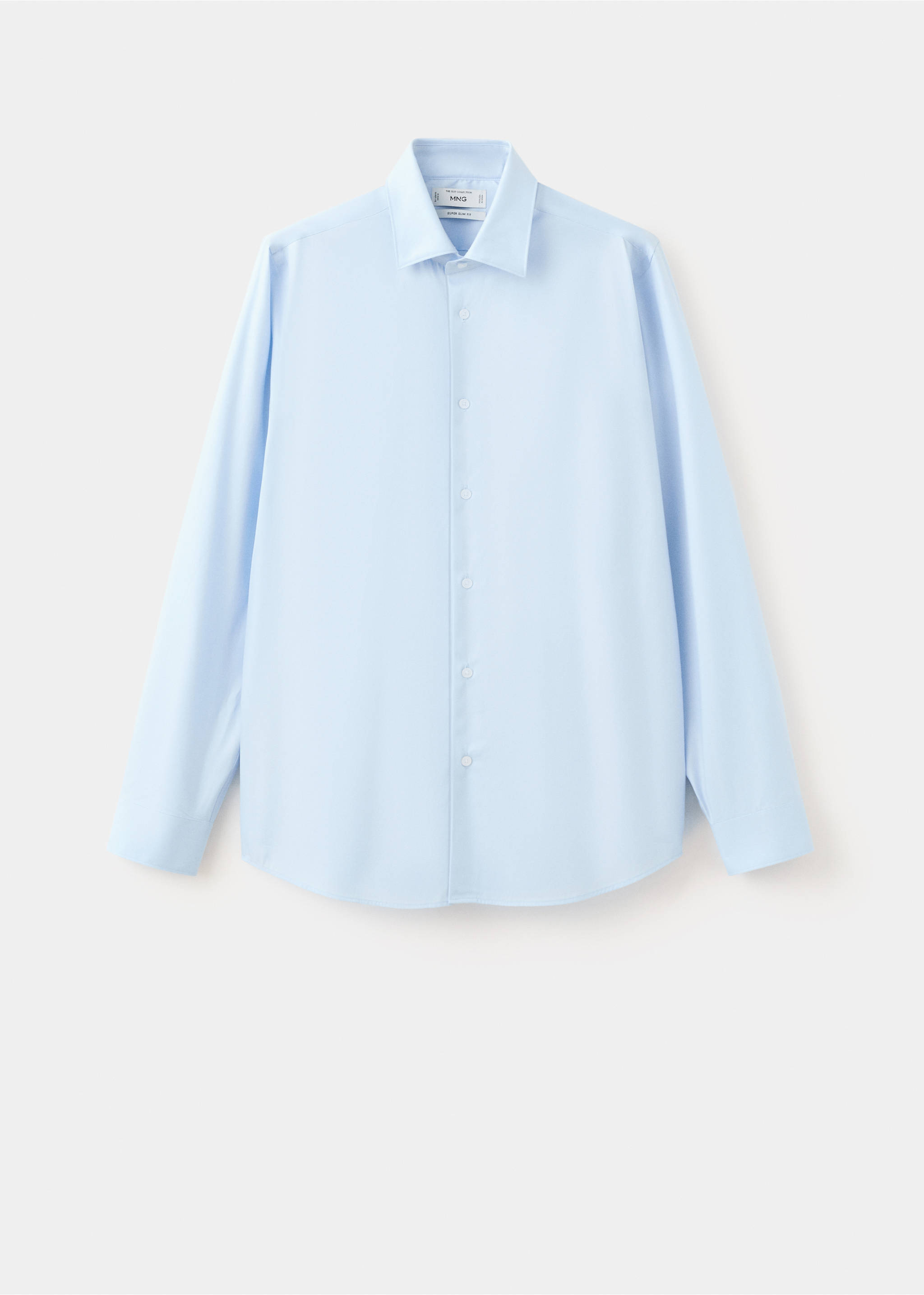 Super slim fit cotton stretch suit shirt - Article without model, Sky Blue. Ref: 37061356-00.