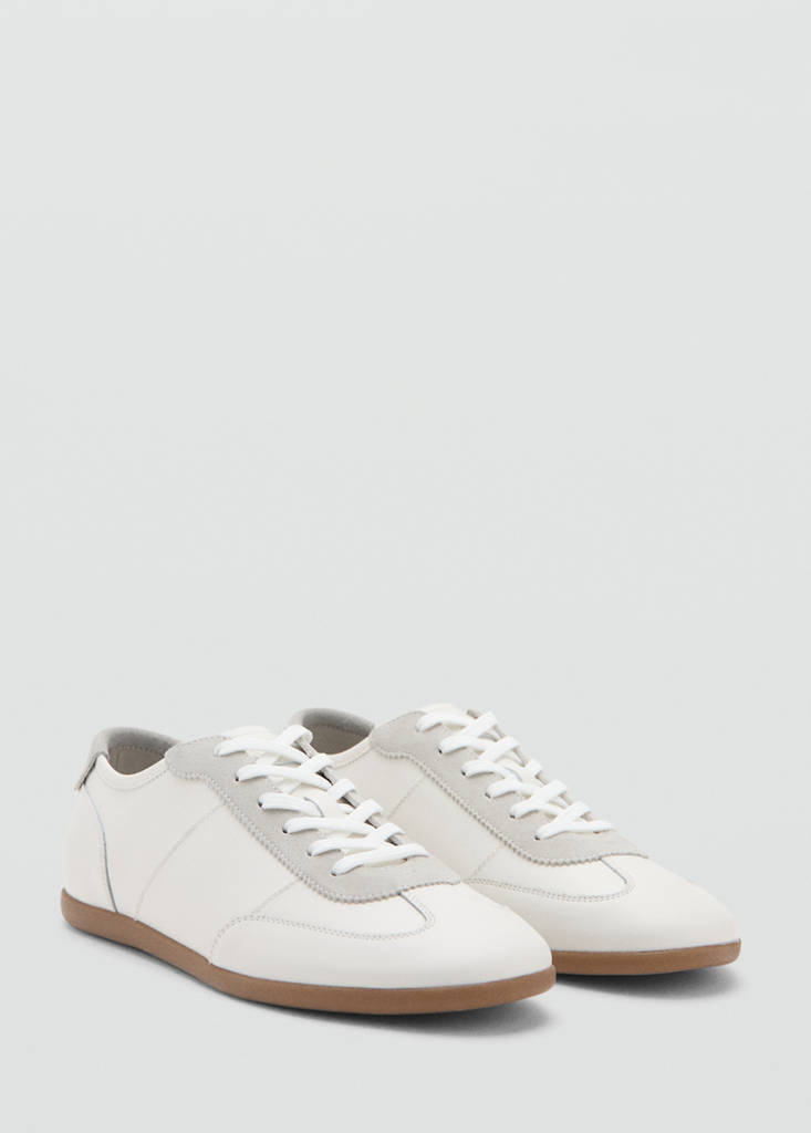 Leather mixed sneakers — White