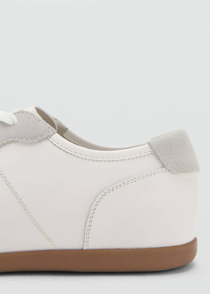Leather mixed sneakers — White