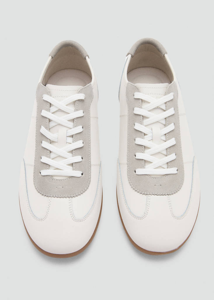 Leather mixed sneakers — White