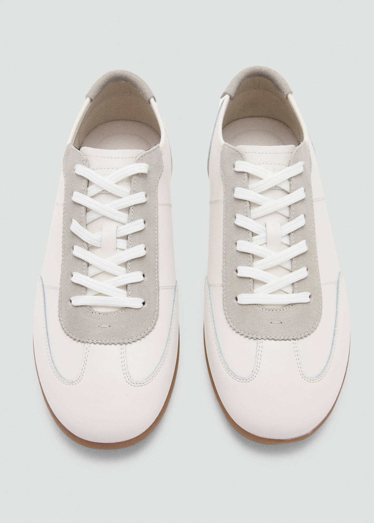 Leather mixed sneakers — White