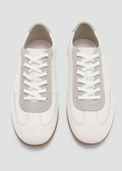 Leather mixed sneakers — White 4