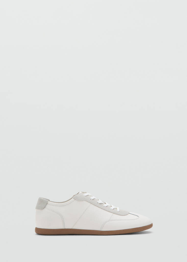 Leather mixed sneakers — White