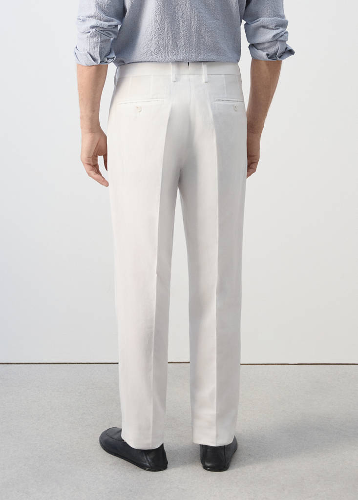 Lyocell-linen blend slim fit suit trousers — White
