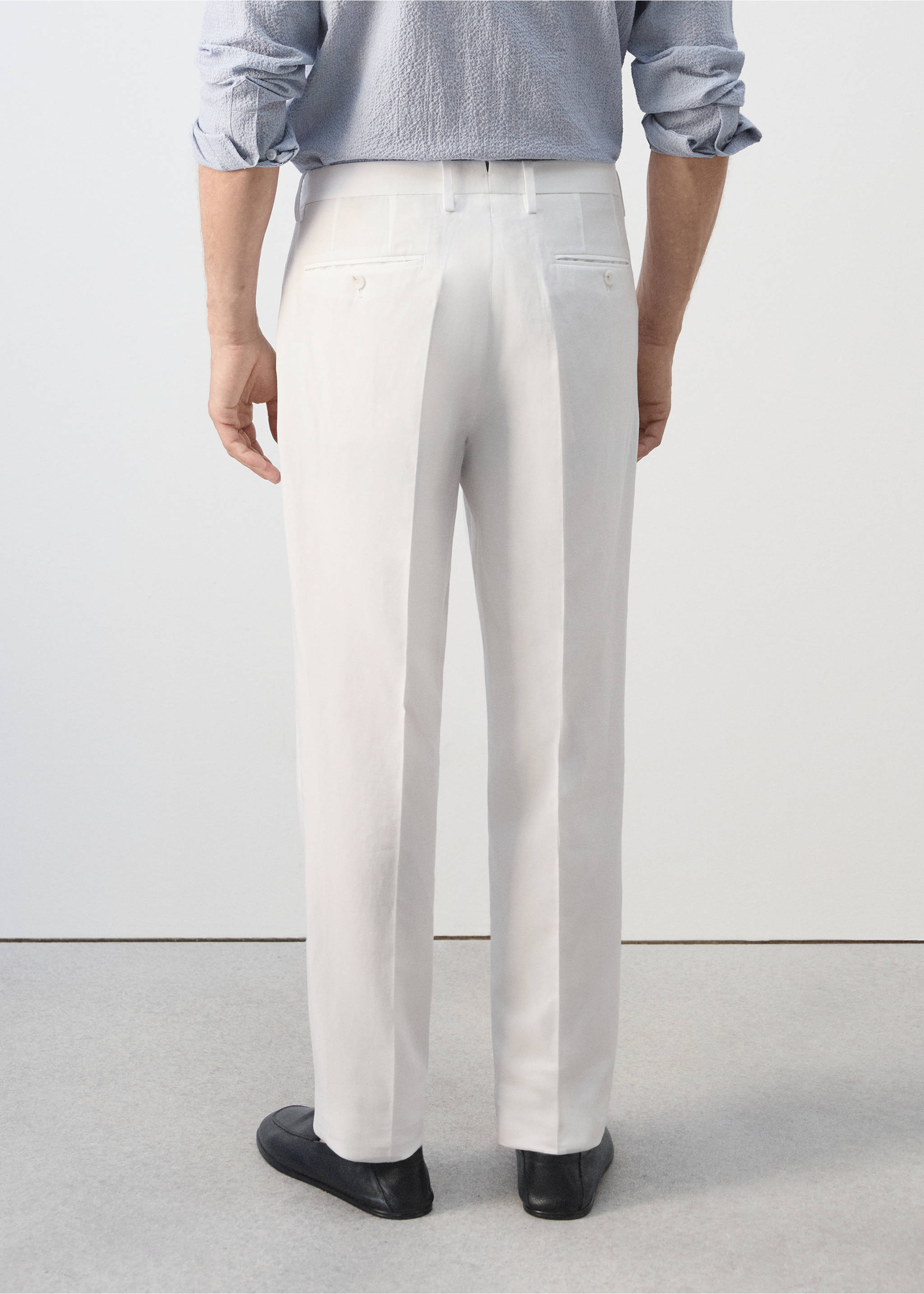 Lyocell-linen blend slim fit suit trousers - Reverse of the article, White. Ref: 37061358-00.