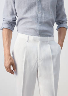 Lyocell-linen blend slim fit suit trousers — White 5