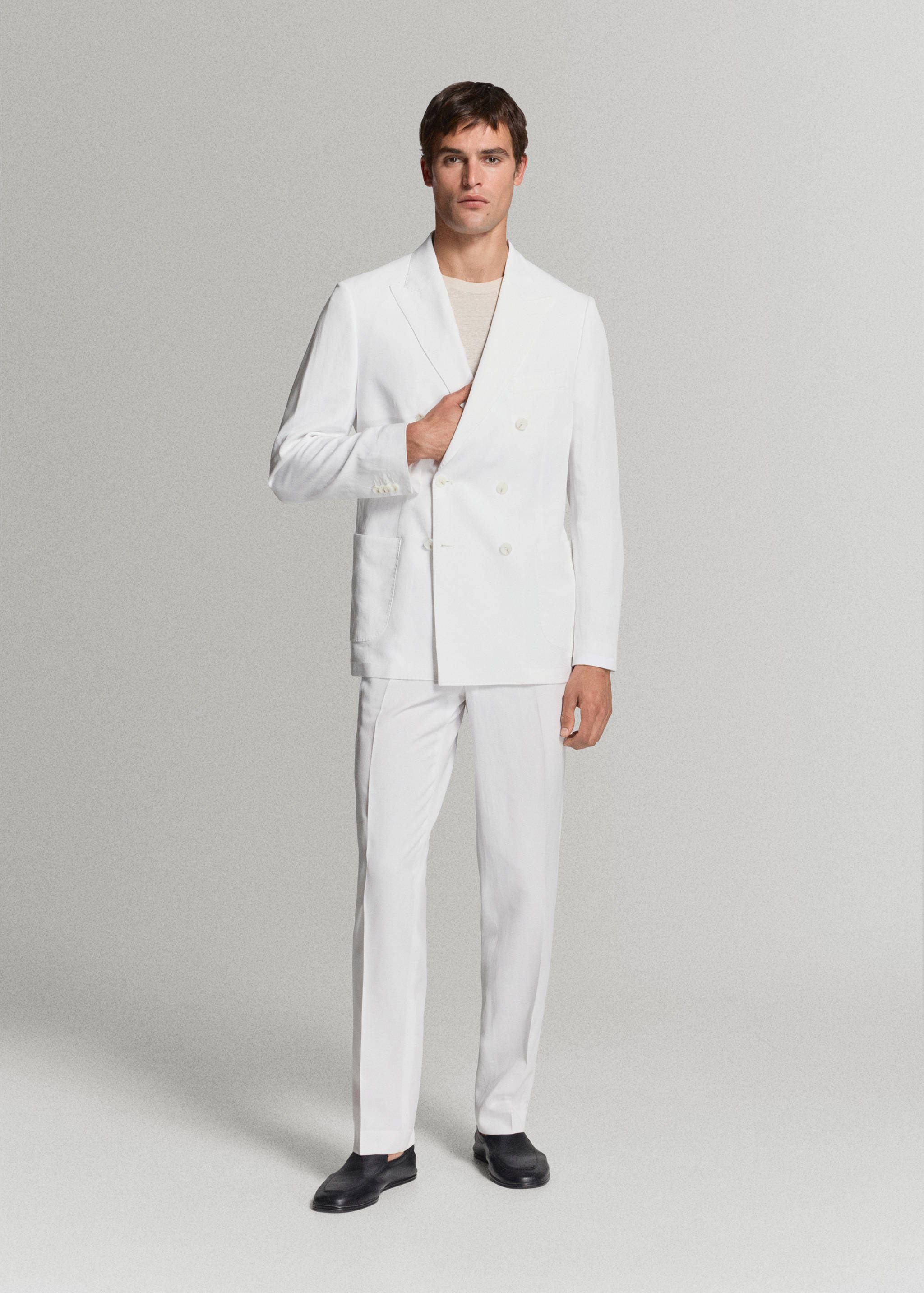 Pantalón traje mezcla lyocell lino slim fit - Plano general