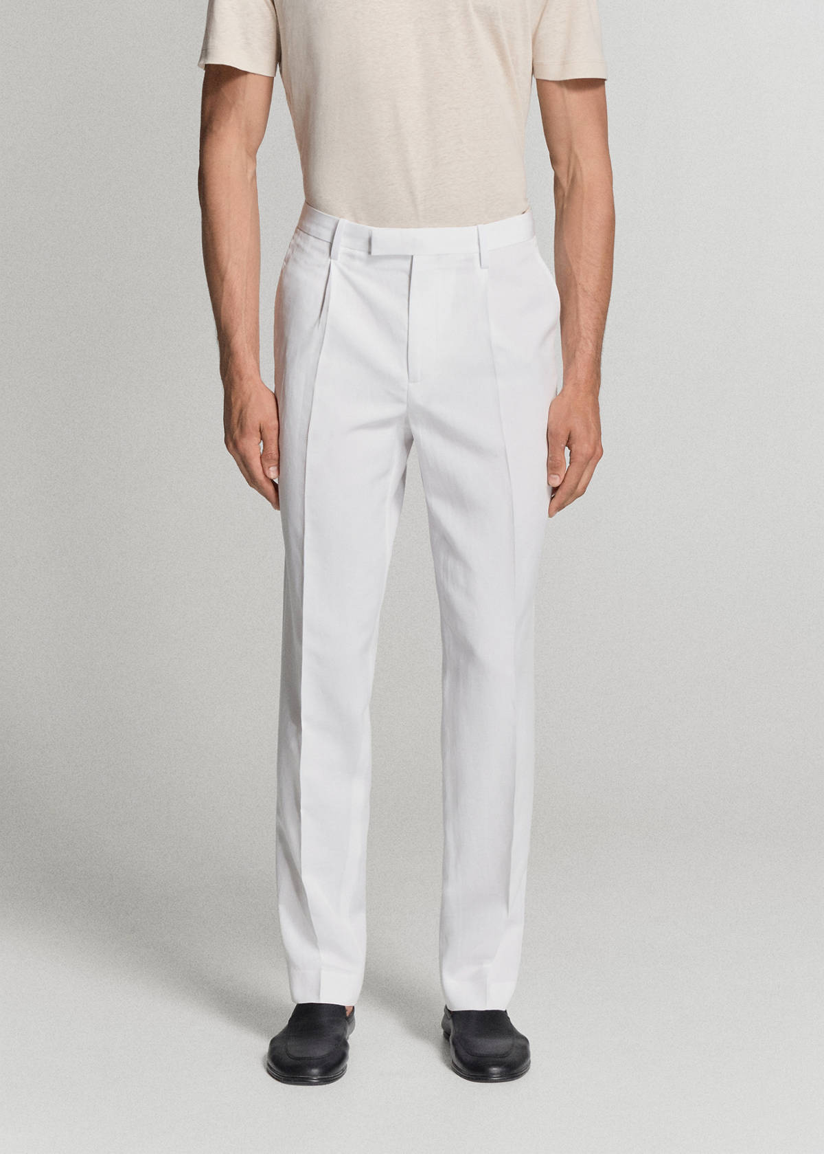 Lyocell-linen blend slim fit suit trousers — White