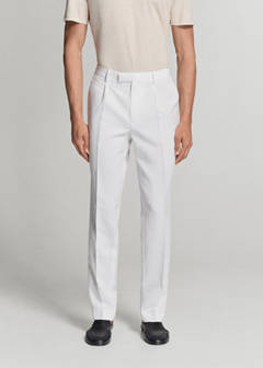 Lyocell-linen blend slim fit suit trousers — White 10