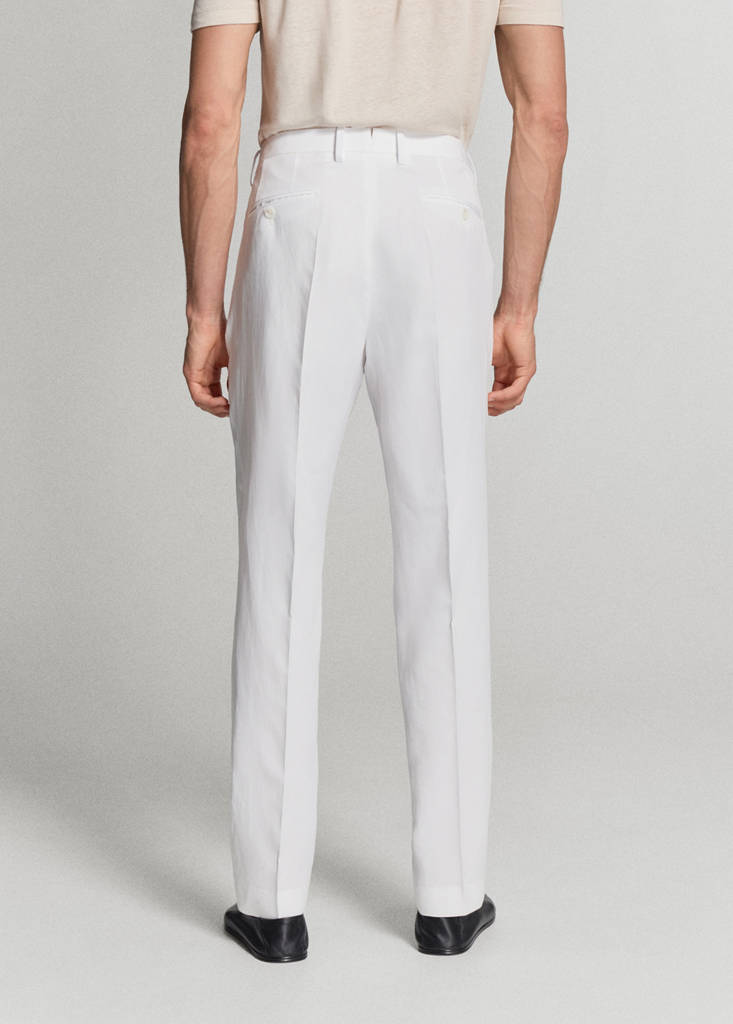 Lyocell-linen blend slim fit suit trousers — White