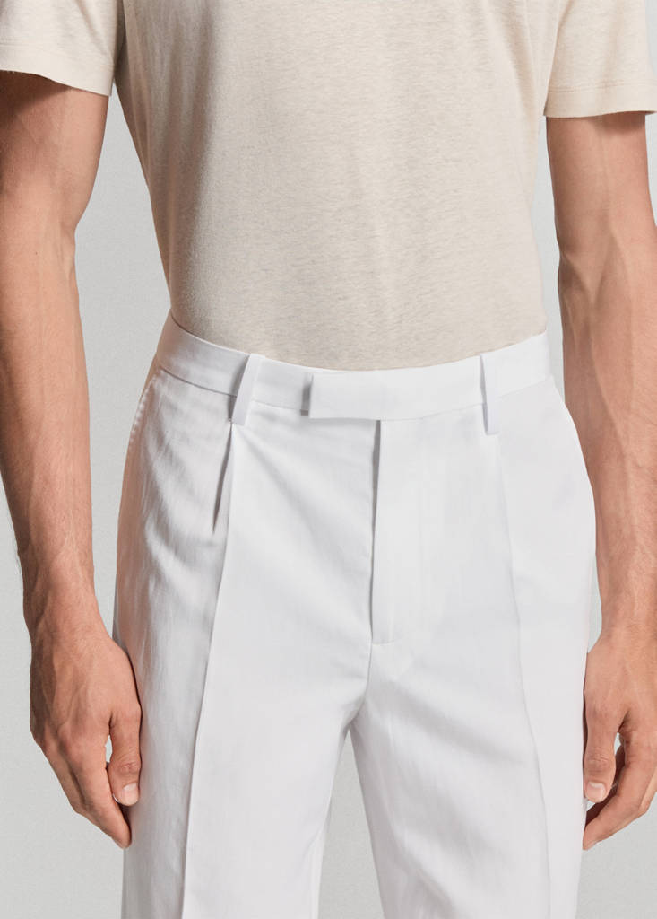 Lyocell-linen blend slim fit suit trousers — White