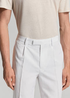 Lyocell-linen blend slim fit suit trousers — White 13