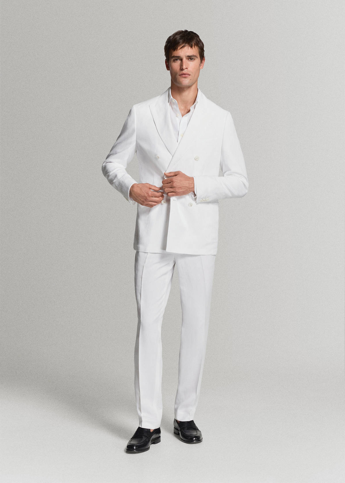 Lyocell-linen blend slim fit suit trousers — White