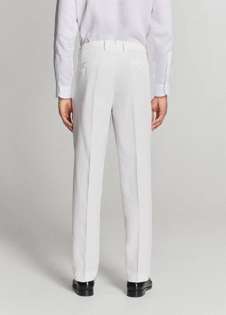 Lyocell-linen blend slim fit suit trousers — White