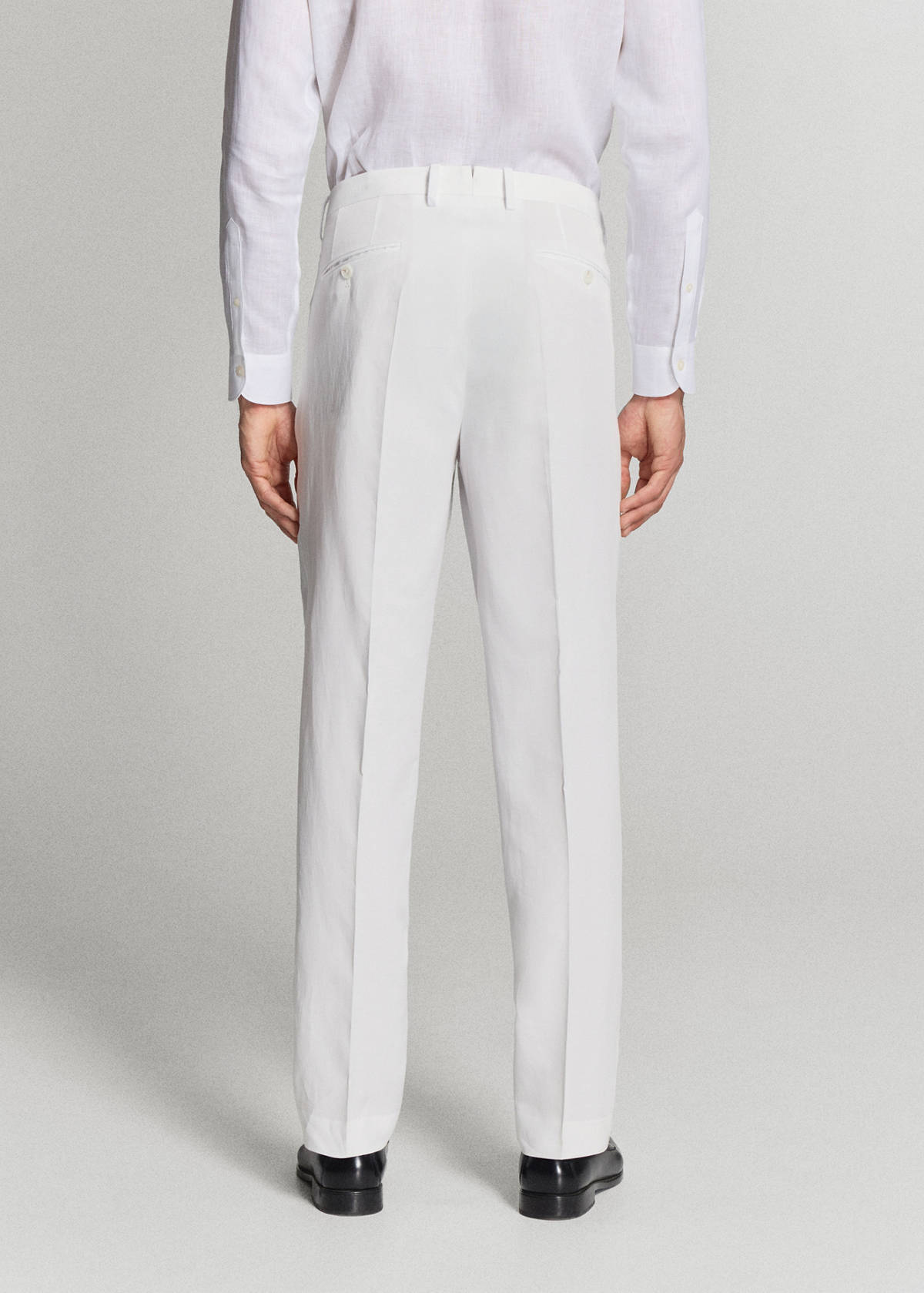 Lyocell-linen blend slim fit suit trousers — White
