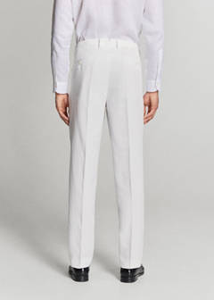 Lyocell-linen blend slim fit suit trousers — White 18