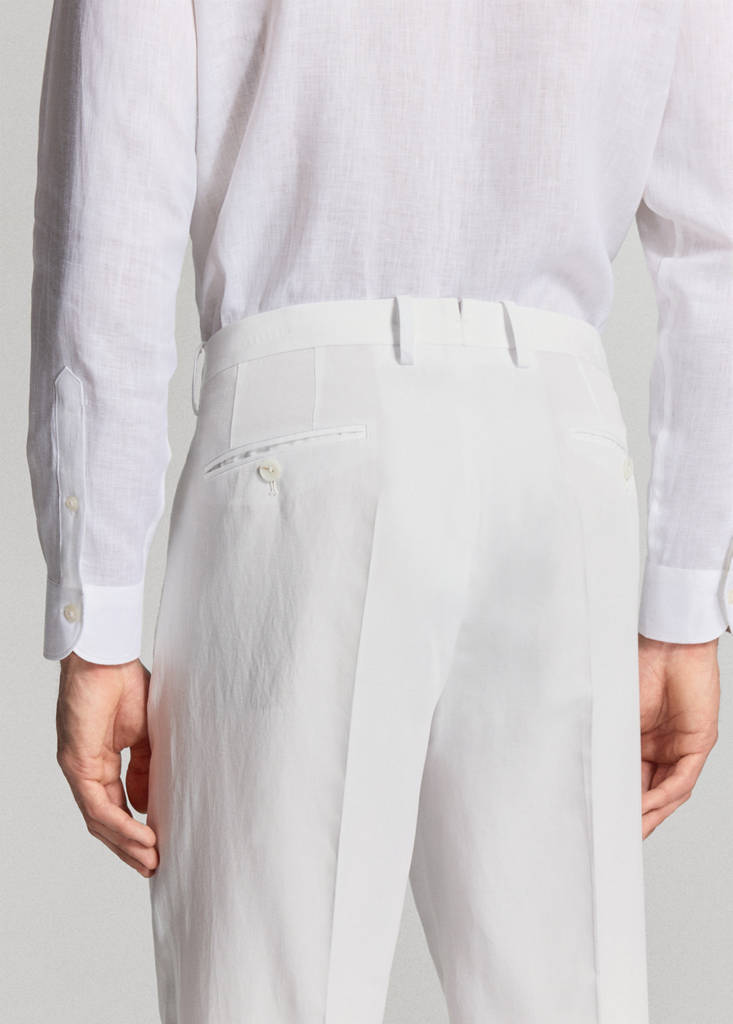 Lyocell-linen blend slim fit suit trousers — White