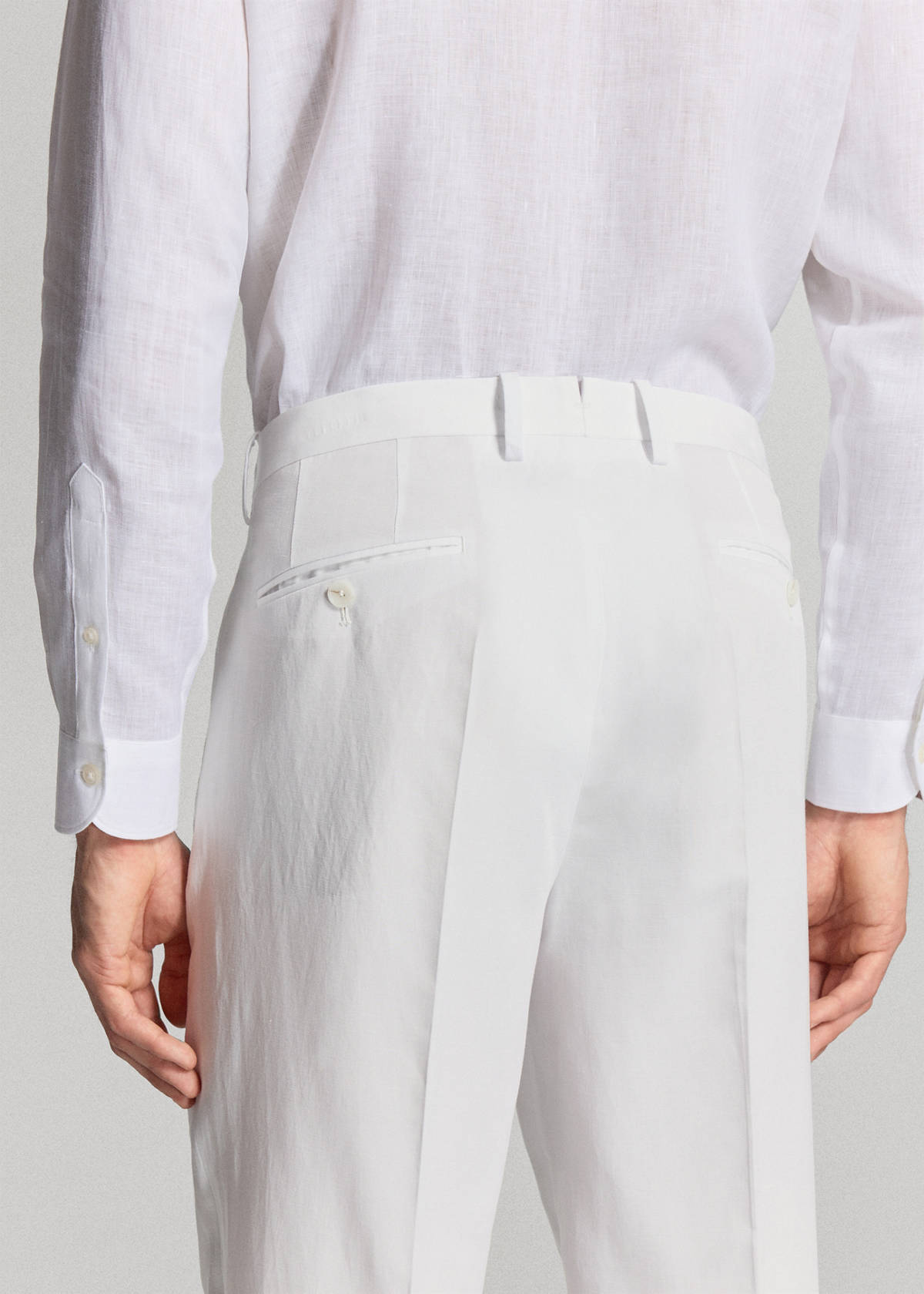 Lyocell-linen blend slim fit suit trousers — White
