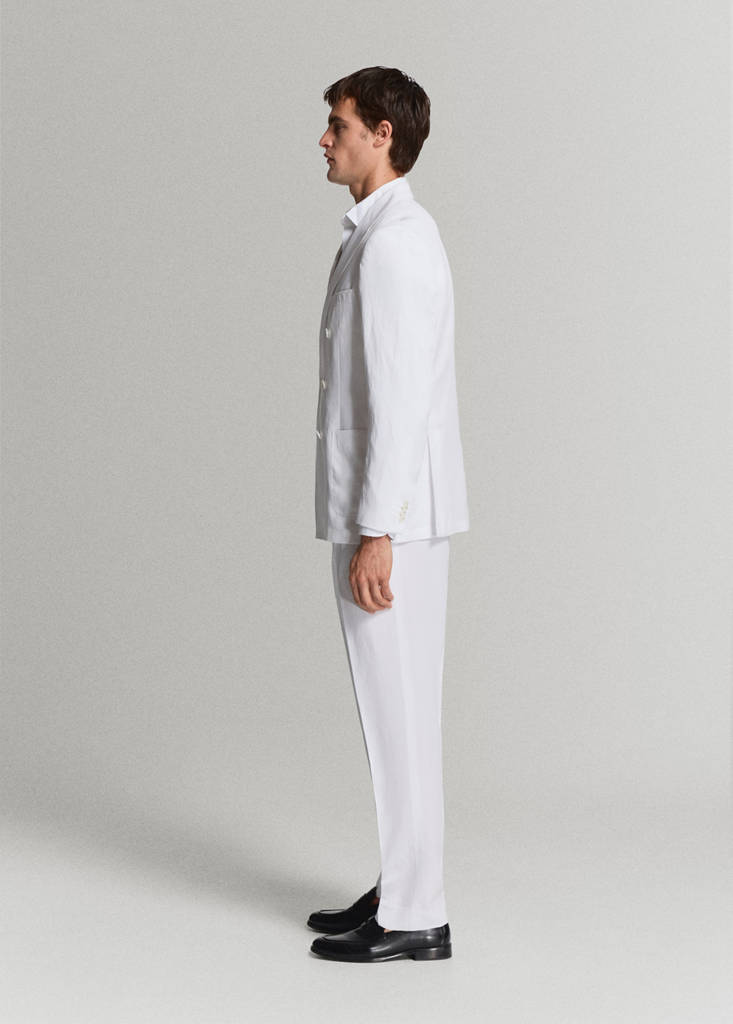 Lyocell-linen blend slim fit suit trousers — White