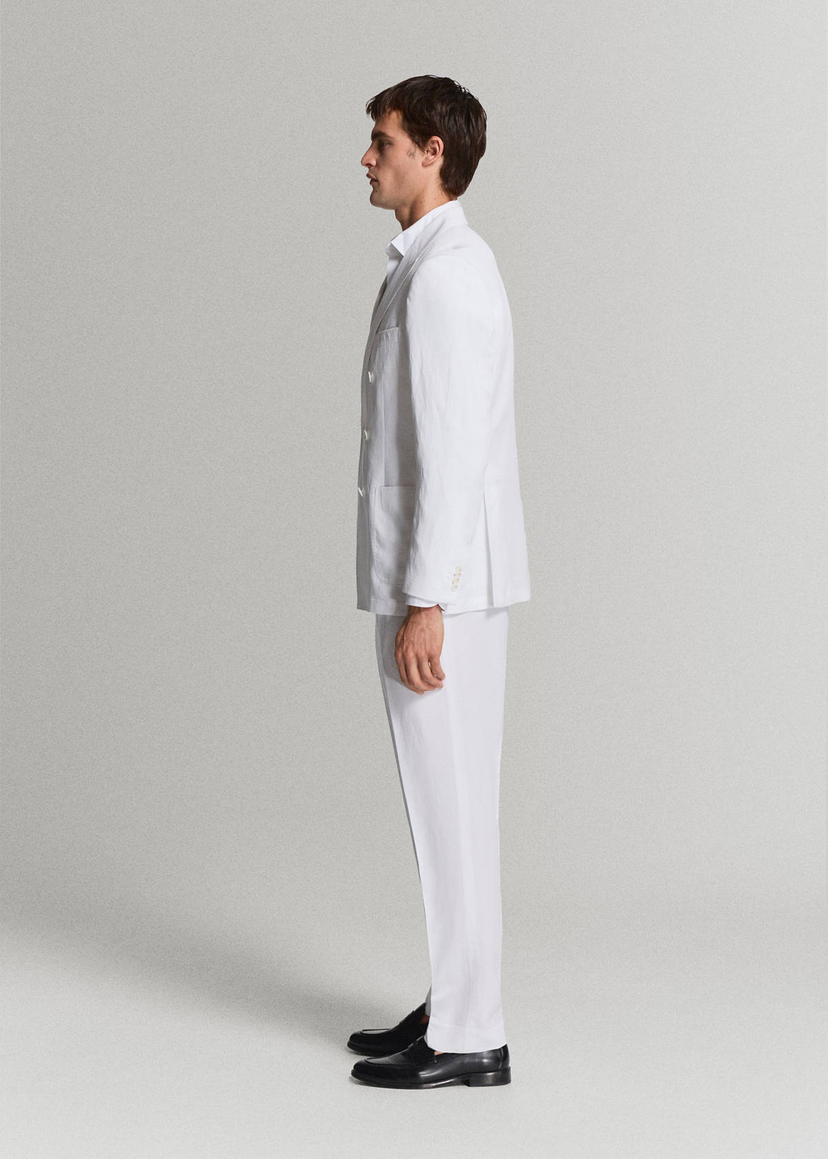 Lyocell-linen blend slim fit suit trousers — White