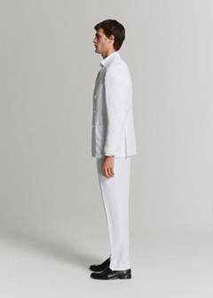 Lyocell-linen blend slim fit suit trousers — White 20
