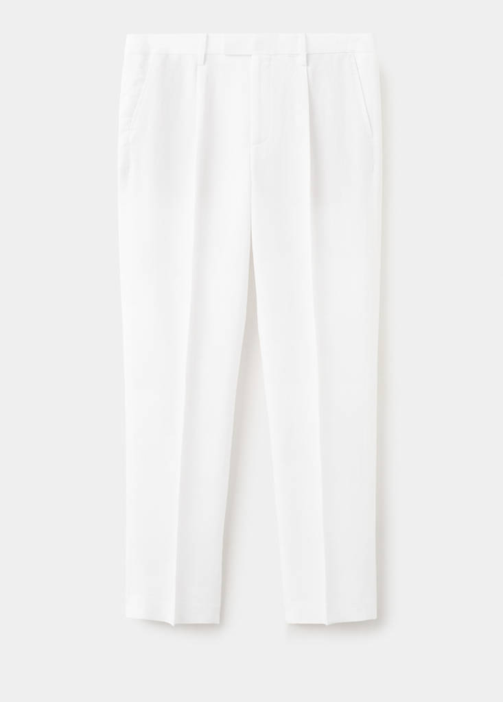 Lyocell-linen blend slim fit suit trousers — White